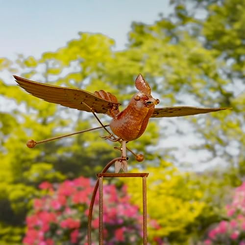 Flying Bird Metal Rocking Stakes in a Painted Rusty Finish (Cockatiel) - Image 2