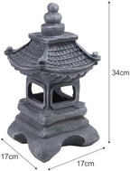 Polyresin Pagoda Garden Statue with Solar LED Light, Weather Resistant Zen Lantern for Outdoor Yard Patio Decor, Grey Finish(B) - Image 7