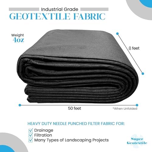 Super Geotextile 4, 6, 8 oz Non Woven Fabric for Landscaping, French Drains, Underlayment, Erosion Control, Construction Projects - 4 oz (8x50) - Image 2