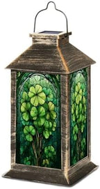 Solar Lantern St Patrick s Day Stained Glass Clover Tree Greenery Intricate Outdoor Waterproof Hanging Solar Light Outside Lights for Patio Yard House Lawn Decor Birthday Gifts for Women Mom by Unknown