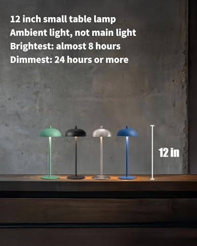 12" Cordless Table Lamps Set of 2, Green Modern Portable Desk Lamp - Image 2