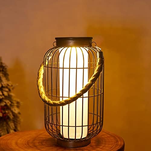 pearlstar Large Solar Powered Lantern Outdoor-Heavy Duty Metal Hanging Lights Decorative Solar Table Lamp Waterproof for Outside Patio Yard Garden Porch Tabletop Decor (Copper) by pearlstar