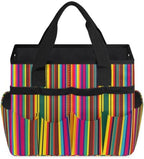 Mexican Stripes Garden Tool Bag, Garden Tote Storage Bag with 10 Pockets, Indoor and Outdoor Colorful Vertical Line Gardening Tool Organizer for Women Men - Image 2
