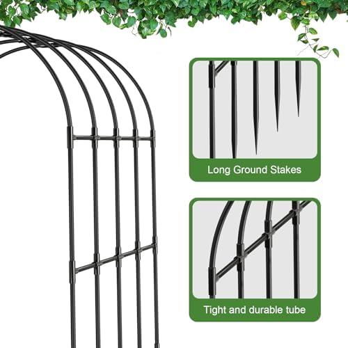 Garden Arch Trellis, Metal Arch Trellis for Climbing Plants Outdoor, Yard, Garden, Climbing Plants w/Decorative Wire Lattice - Black - Image 6