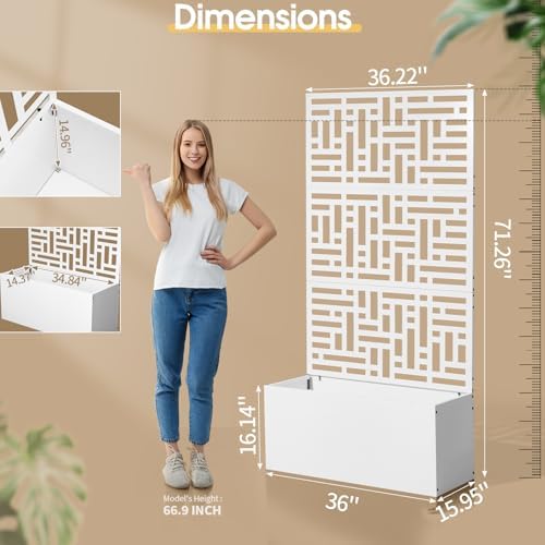 VINGLI 71"H Metal Raised Garden Bed with Trellis, Outdoor Planter Box for Climbing Vegetables, Fruits and Flowers, Privacy Screen, for Backyard, Patio, Balcony (White) - Image 7