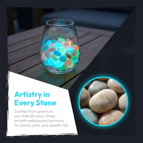 Glow in the Dark Rocks for Garden & Fish Tank, Resin Luminous Pebbles for Outdoor Walkway, Aquarium Gravel Decor, Light-Charging No Power Stones (1000, Blue) - Image 4