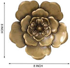 8 Inch Large Metal Flower Wall Art Multiple Layer Home Decor for Outdoor Home Garden Porch Patio Set of 3 (Gold)) - Image 2