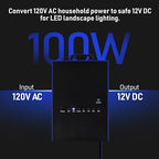 LEONLITE 100W Outdoor Low Voltage Landscape Transformer, 120V AC to 12V DC - Image 2