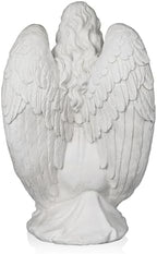 Alpine Corporation 27" Tall Indoor/Outdoor Kneel Praying Angel Statue, Tabletop Garden Decor, White - Image 6