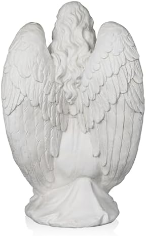 Alpine Corporation 27" Tall Indoor/Outdoor Kneel Praying Angel Statue, Tabletop Garden Decor, White - Image 6