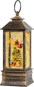 10.4" Christmas Snow Globe Flying Santa Around The Tree Water Lantern, Battery Operated or USB Powered Musical Lighted Holiday Decoration for Tabletop Display for Family and Friends by XPSCOCO