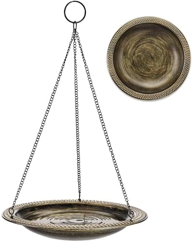 Aged Brass Beaded Hanging Bird Bath, Small 13" Diameter by GoodDirections