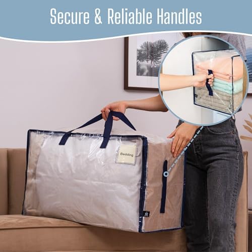 VENO 10 Pack Clear Extra Large Moving Bags & Storage Totes, Heavy Duty Organizer with Reinforced Handles & Strong Zippers for Clothes, College Dorm Essentials, Moving Supplies - Image 5