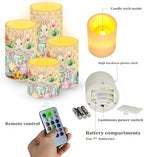 Easter Bunny Tulip Flamless Candles Flickering LED Battery Operated Elictric Pillar Candles with Color Changing Timer Remote Control for Indoor Outdoor Easter Day Party Home Decorations - Image 2