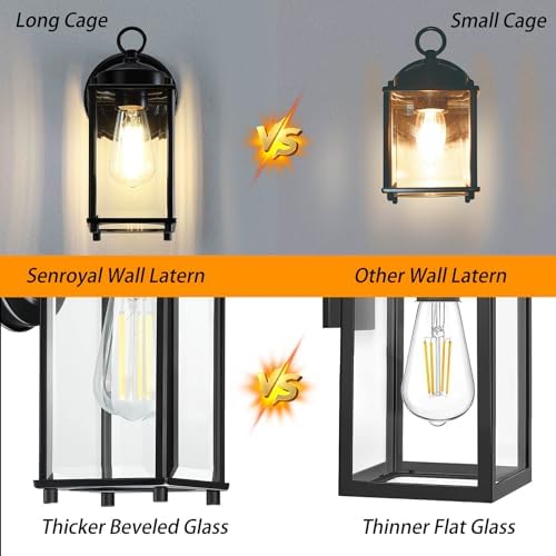 Outdoor Wall Light, Exterior Lighting Fixture Wall Lantern, Black Porch Light Fixture with Clear Beveled Glass, Outdoor Wall Sconce Waterproof Anti-Rust E26 Socket for Front Door, 2 Pack - Image 6