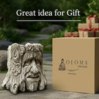 OLOMA Tree Stump Face Concrete Garden Statue Outdoor Sculpture for Patio Yard Lawn Decor Rustic Woodland Planter Style Ornament Fantasy Forest Garden Decoration Gift - Image 7