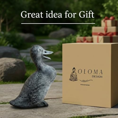 OLOMA Quacking Duck Concrete Garden Statue Outdoor Lawn Ornament Handmade Cement Goose Sculpture Yard Patio Flower Beds Pond Decor Farmhouse Garden Accent Weather Resistant Outdoor Decor - Image 7