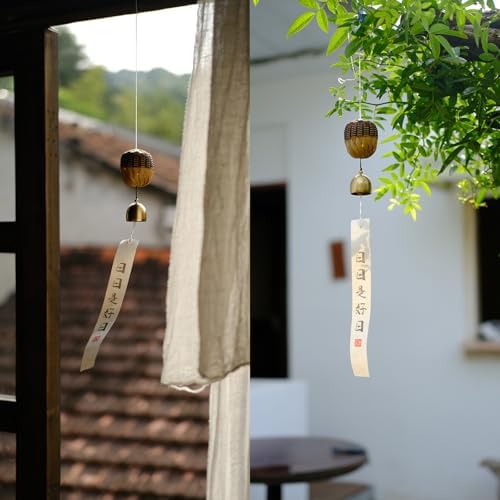 Handmade Bamboo Copper Wind Chime, Soft Healing Zen Sound, Rustic Hanging Windchime for Indoor Outdoor Home Patio Garden Wall Decor, Meditation Stress Relief Gift for Family Friends Men Women - Image 3