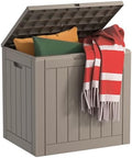 EasyUp Outdoor Storage Box, Waterproof Resin Deck Box, Reinforced Stability UV-Resistant for Patio, Garden and Poolside (Gray, 32 Gallons) by EASYUP