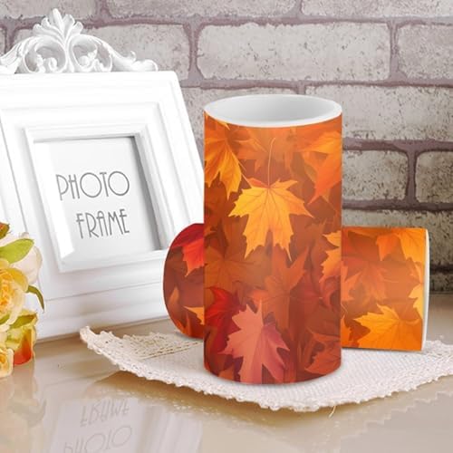 5.7" x 3" Fall Maple Leaves Battery Operated Candles with Timer Flameless LED Candles with Remote Color Changing for Thanksgiving Day Decoration Plastic Pillar Lights Bulk - Image 3