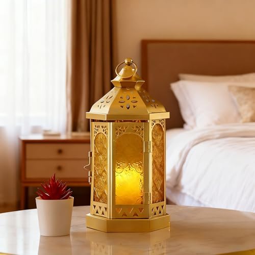 Candlestick Candle Barrels Moroccan Style Retro Lanterns Projection Lights Hollowed-Out Decorations Home Ramadan Hanging Outdoor Indoor Courtyard Porch Festival Weddings - Image 3