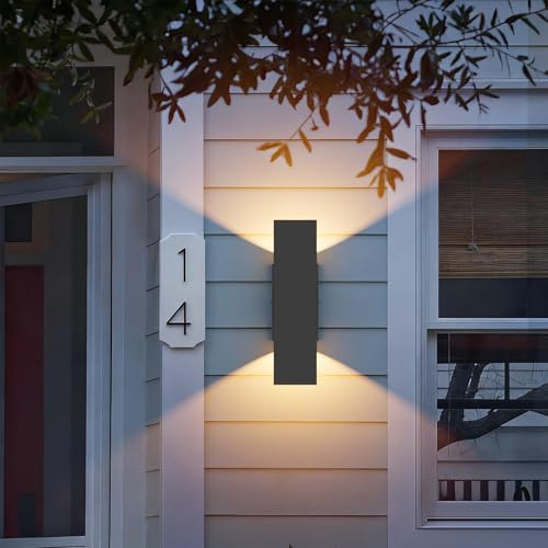 Aipsun 4 Pack Outdoor LED Up Down Wall Sconces, Black Modern Porch Lights - Image 2
