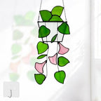 Plant Stained Glass,Stained Glass Window Hanging,Real Handmade Suncatcher,Artificial Green Plants Decor for Women Mom Grandma Plant Lovers,Sun Catcher for Home Windows by Royxen