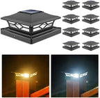 VOLISUN 8Pack Solar Post Cap Lights, 2 Color Modes Deck Lights, Black by VOLISUN