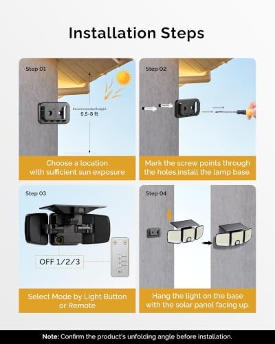 Brightown 4 Pack Solar Flood Outdoor Lights with Motion Sensor 3 Modes - Image 6