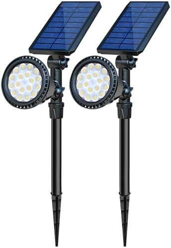 Solar Spot Lights Outdoor, 18 LED Bright Solar Powered Lights Outdoor Waterproof IP65 with 2 Modes Auto On/Off Landspace Flood Light for Flag Pole Palm Tree Sign Statue Garden Yard Patio (2 Pack) by OSORD