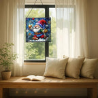 Snowball Gnome Joy Stained Glass Suncatcher – Square Hanging Window Panel for Home or Greenhouse – Whimsical Glass Art Gift for Garden Lovers, Christmas, Halloween, Father Days ukEpWQ - Image 7