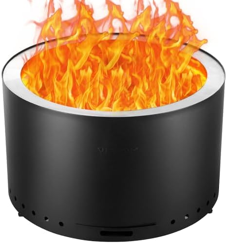 VEVOR Smokeless Fire Pit Stove Bonfire, H: 17 in x Dia: 28 in,Wood Burning Fireplaces with Removable Ash Pan, SUS430 Stainless Steel Inner Portable Outdoor Firepit,for Outdoor Patio Camping, Black by VEVOR