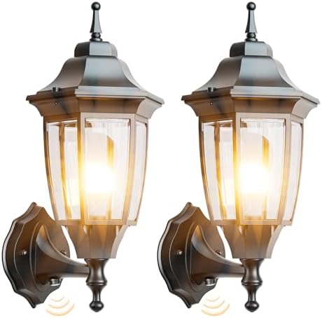 EMART Dusk to Dawn Outdoor Porch Light with Bulb, Wall Lamp(2 Pack, Black) by EMART