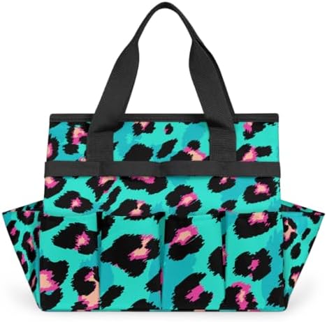 Leopard Pink Garden Tool Bag Tote for Men Women Multiple Pockets Wide Mouth Heavy Duty Waterproof Tool Organizer Bag for Outdoor Lawn Yard Portable Gardening Storage With Elasticbands - Image 7