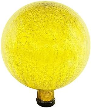 Achla Designs 10-inch Crackle Gazing Globe, Lemon Drop by ACHLADesignsHomeGarden
