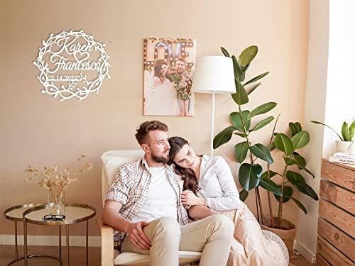 Personalized Wreath Metal Sign, Custom Couple Name Wall Decor, Heart Design for Engagement, Wedding, Newlywed, Anniversary and Home Decoration - Image 2