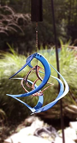 Red Carpet Studios The Original Cosmix Deluxe Helix Wind Spinner, Medium 14-Inch, Double Blue & Copper - Image 5