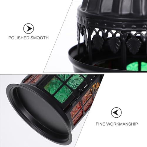 Healifty Moroccan Style Decorative Candle Lantern Hanging Glass Tealight Holder Colorful Glass Retro Candle Lamp Ornament for Indoor Outdoor Home Décor - Image 3