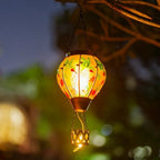 Starsoul Hummingbird Hot Air Balloon Solar Lantern with Candle Holder Glass Outdoor Solar Hot Air Balloon Flickering Flame for Lawn Porch Yard Decorations Gifts for Women Mom Grandma - Image 2