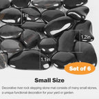 River Rock Stepping Stones Outdoor for Garden Walkway, 6 Pcs 16" L x 6" W Rectangle Shape Paver Step Stones Polished Pebble River Stone Mat for Yard Lawn Patio Pathway Walk Way - Black - Image 3