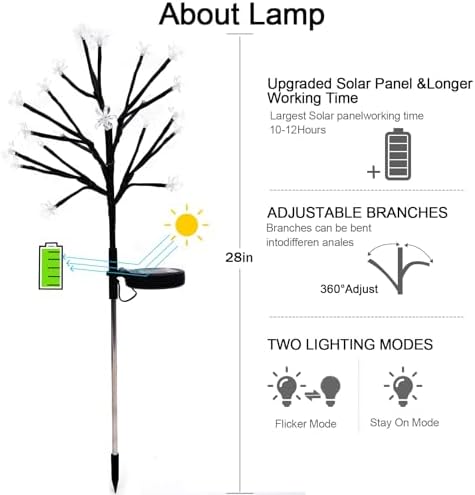 6 Pack Solar Lights Outdoor Waterproof, Garden Lights Solar Flowers - Image 3