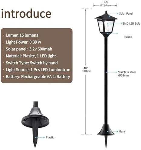 Solar Lamp Post Lights Outdoor 2 Pack 40 Inch, Vintage Waterproof LED Lights for Garden Patio Pathway Yard - Image 3