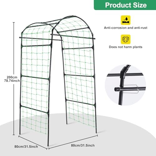 Garden Arch Cucumber Trellis for Climbing Plants 6.7ft Black - Image 4