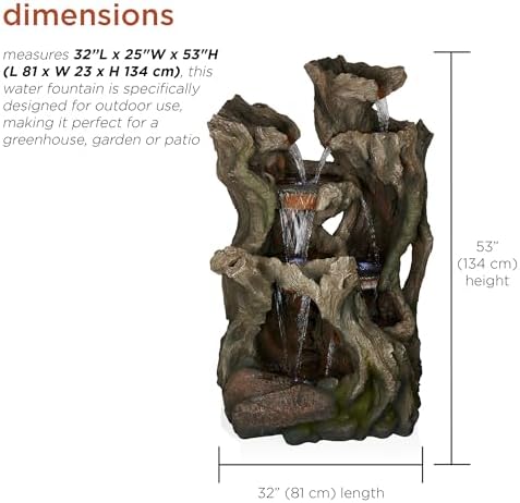 Alpine Corporation WIN1398 Outdoor Cascading Willow Tree Floor Fountain with Cool White LED Lights, 53" Tall - Image 3