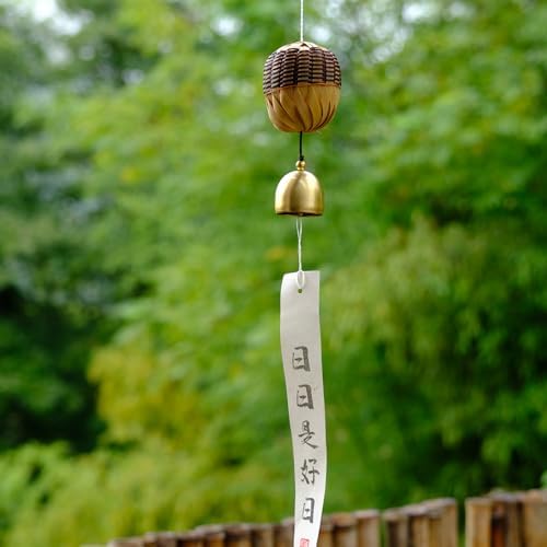 Handmade Bamboo Copper Wind Chime, Soft Healing Zen Sound, Rustic Hanging Windchime for Indoor Outdoor Home Patio Garden Wall Decor, Meditation Stress Relief Gift for Family Friends Men Women by Unknown