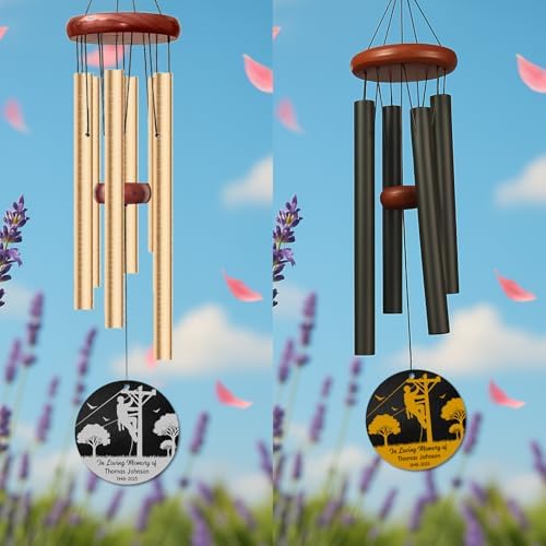 Personalized Lineman Memorial Wind Chime – “in Loving Memory of” Custom Name & Years – Sympathy Gift for Utility Worker Families – Outdoor Remembrance Windchime for Loss of Loved One - Image 3
