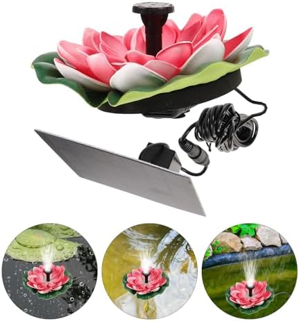 Solar Fountain Floating Lotus Shape Outdoor Garden Fountain Water Feature Landscape Decor for Pool and Pond with Red Flower Design 7v 1.2w Solar Pump - Image 5