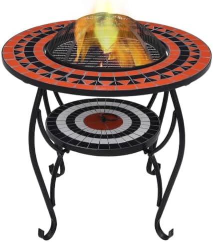 Mosaic Fire Pit Table, Ceramic & Steel Wood Burning Bowl, 26.8 by Unknown