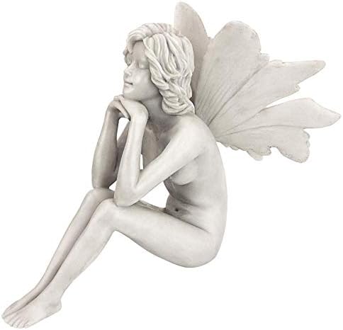 Design Toscano Pondering Secret Garden Fairy Woman Statue Figurine, 5 inches wide, 8 inches tall, Cast Stone Resin, Antique Stone Finish - Image 4