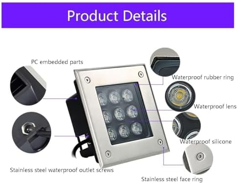 85-265V Underground Light LED, Outdoor Buried Lights, IP67 Waterproof LED Square Landscape Lights(Warm White Light,18W) - Image 6